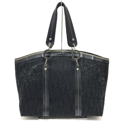 Christian Dior Black Canvas Leather Tote Bag