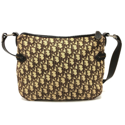 Christian Dior Brown Canvas Leather Shoulder Bag