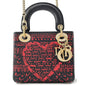 Christian Dior Black Red Color Leather Handbag