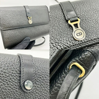 Christian Dior Black Leather Pochette Shoulder Bag Leather