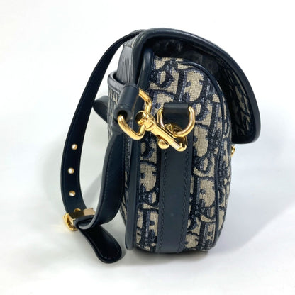 Christian Dior Navy Canvas Leather Pochette Shoulder Bag