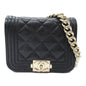 Chanel Boy Chanel Chain Pochette Shoulder Bag Black Caviar Skin (Grained Calf)
