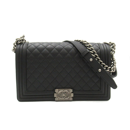 Chanel Boy Chanel Chain Shoulder Bag Leather Women's Black