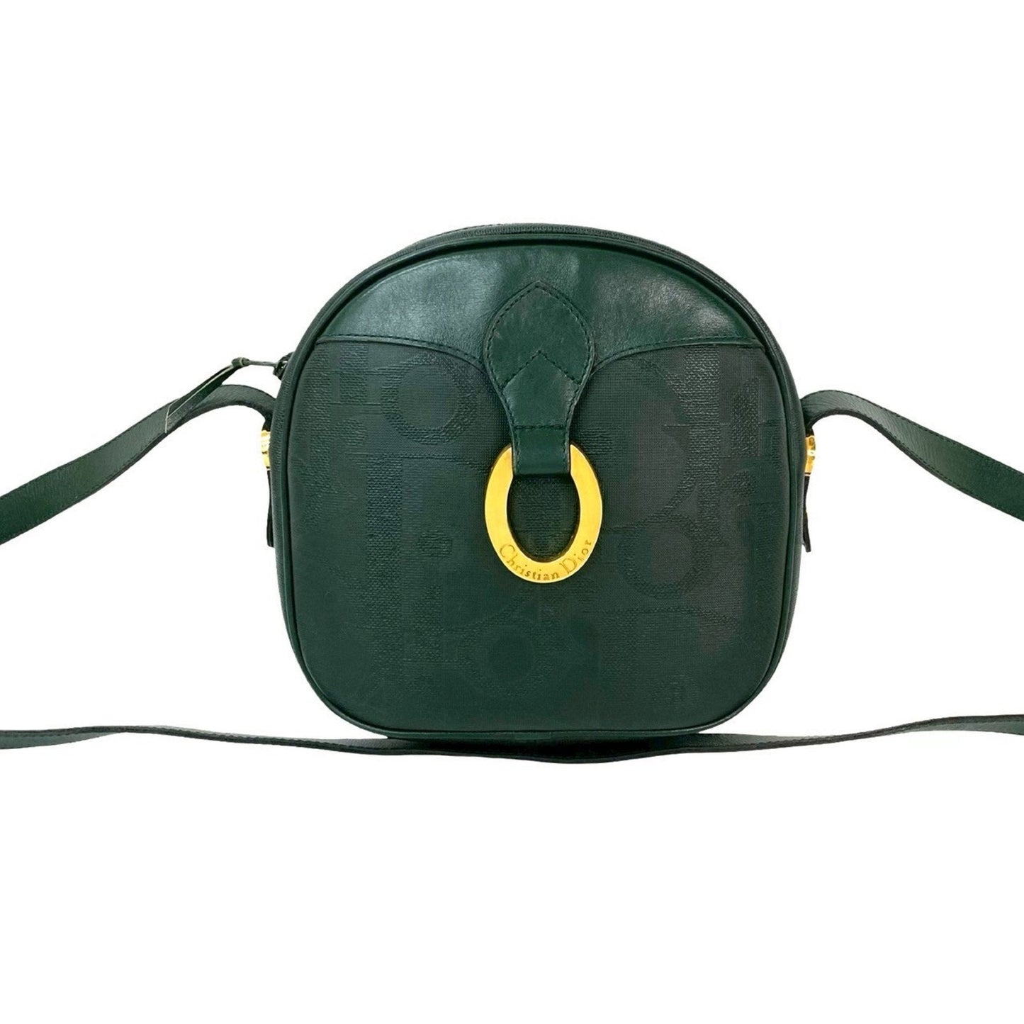 Christian Dior Green Leather Pvc Pochette Shoulder Bag