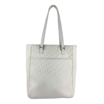 Christian Dior Ivory Canvas Leather Handbag