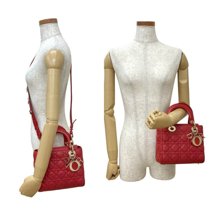 Christian Dior Red Color Leather Handbag Shoulder Bag