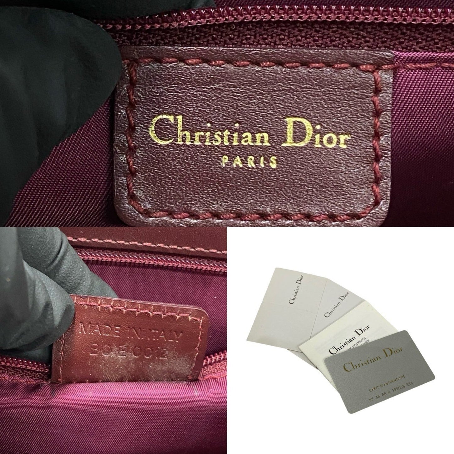Christian Dior Red Color Canvas Leather Handbag Tote Bag