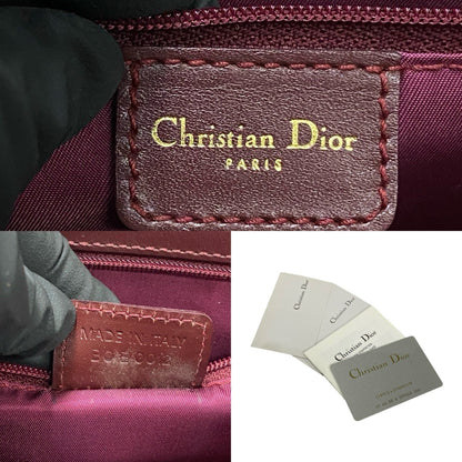 Christian Dior Red Color Canvas Leather Handbag Tote Bag