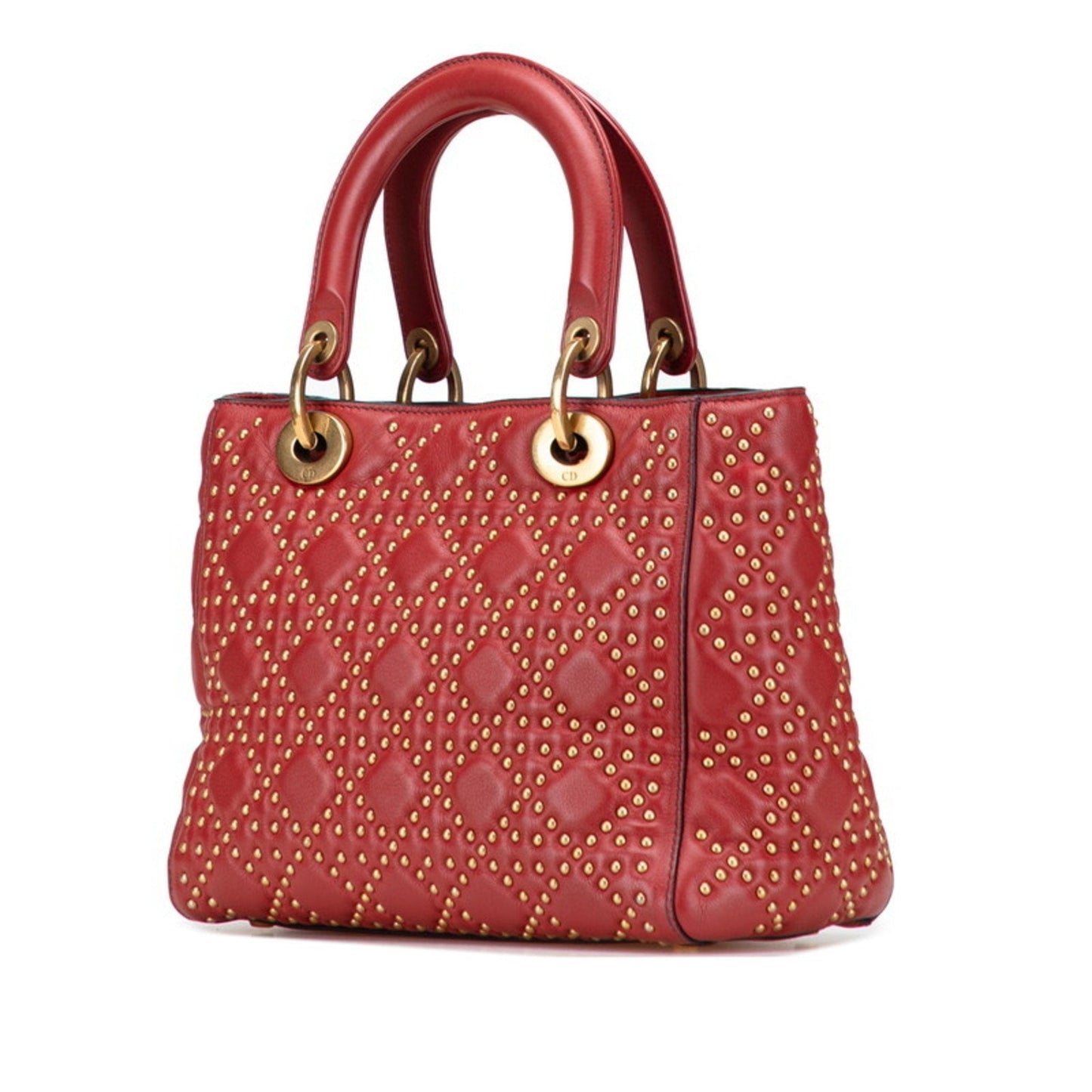 Christian Dior Lady Dior Red Color Leather Handbag Shoulder Bag Style 2