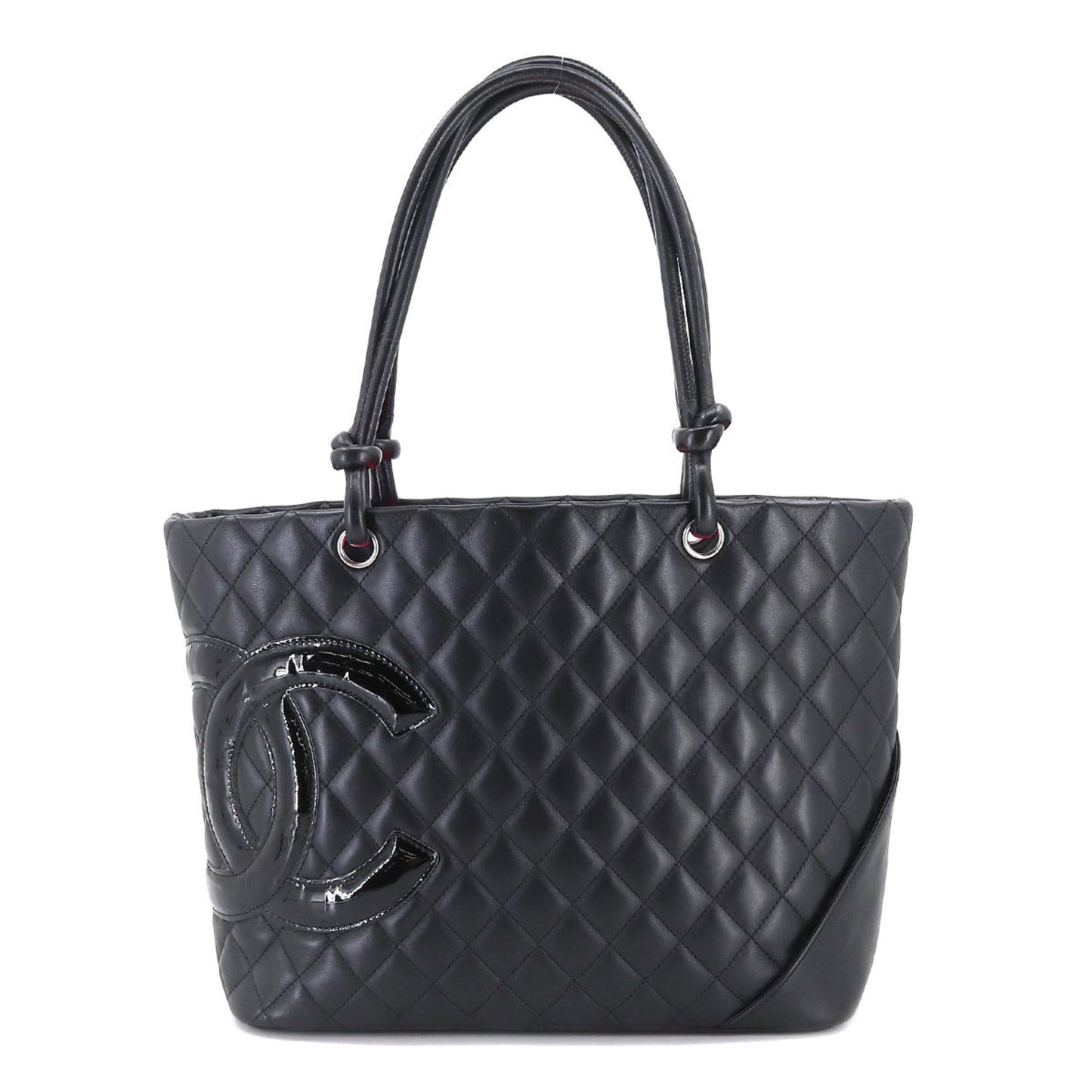Chanel Cambon Line Large Tote Bag Leather Enamel Black A25169