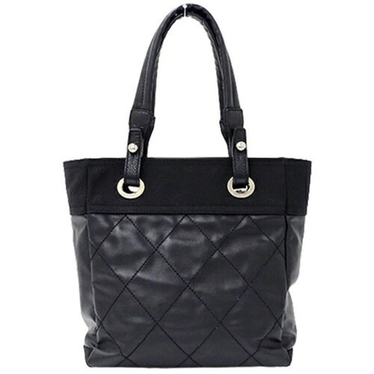 Chanel Bag Paris Biarritz Women's Tote Coated Canvas Black