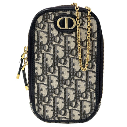 Christian Dior Beige Navy Jacquard Shoulder Bag