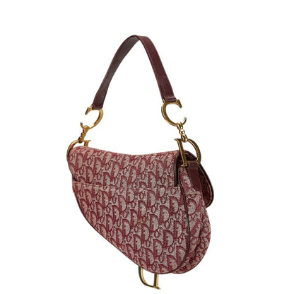 Christian Dior Bordeaux Red Color Canvas Leather Handbag