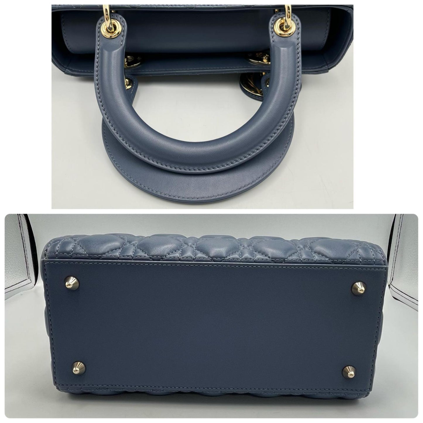 Christian Dior Blue Leather Handbag Leather