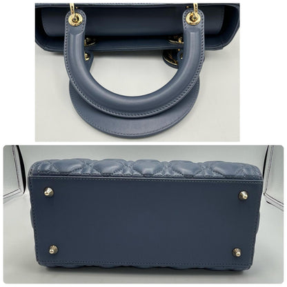 Christian Dior Blue Leather Handbag Leather