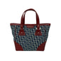 Christian Dior Navy Wine Canvas Leather Handbag Tote Bag