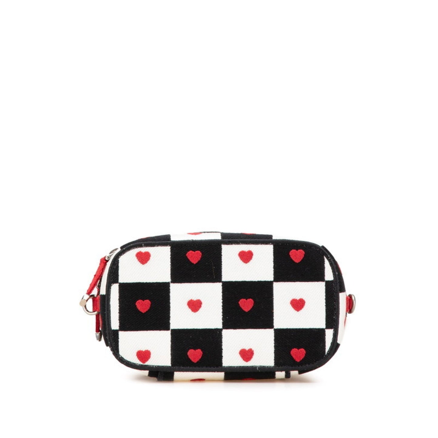 Christian Dior Black Red Color White Canvas Handbag Vanity Bag