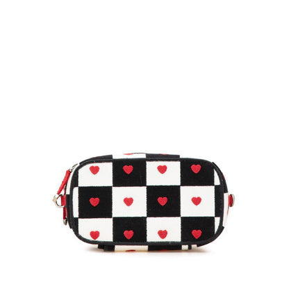 Christian Dior Black Red Color White Canvas Handbag Vanity Bag