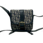 Christian Dior Navy Leather Canvas Pochette Shoulder Bag