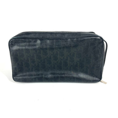 Christian Dior Black Leather Coated Canvas Clutch Bag Pouch