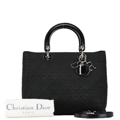Christian Dior Black Cotton Leather Handbag Pochette Pouch Shoulder Bag