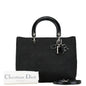 Christian Dior Black Cotton Leather Handbag Pochette Pouch Shoulder Bag