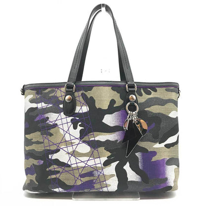 Christian Dior Camouflage Multi-Color Canvas Leather Tote Bag