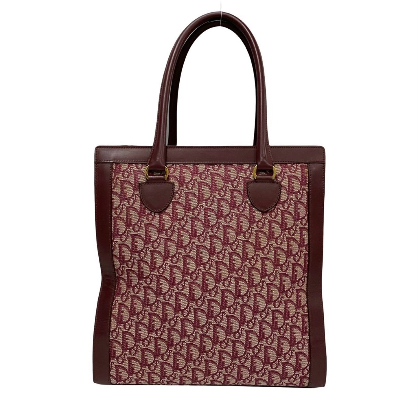 Christian Dior Red Color Canvas Leather Handbag Tote Bag