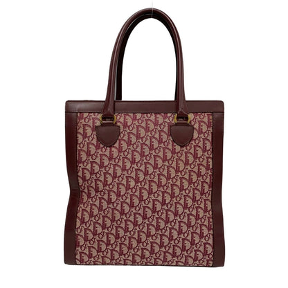 Christian Dior Red Color Canvas Leather Handbag Tote Bag