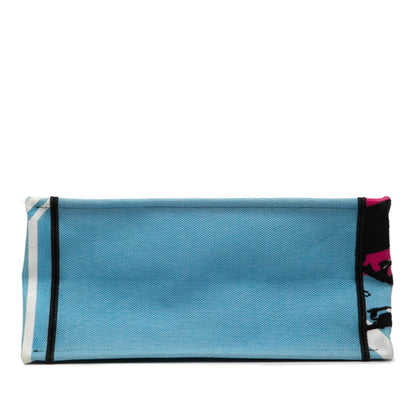 Christian Dior Light Blue Multi-Color Canvas Tote Bag