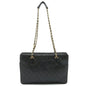 Chanel Bicolor Chain Tote Bag Shoulder Leather Black