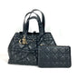 Christian Dior Black Leather Handbag Pouch Shoulder Bag Tote Bag