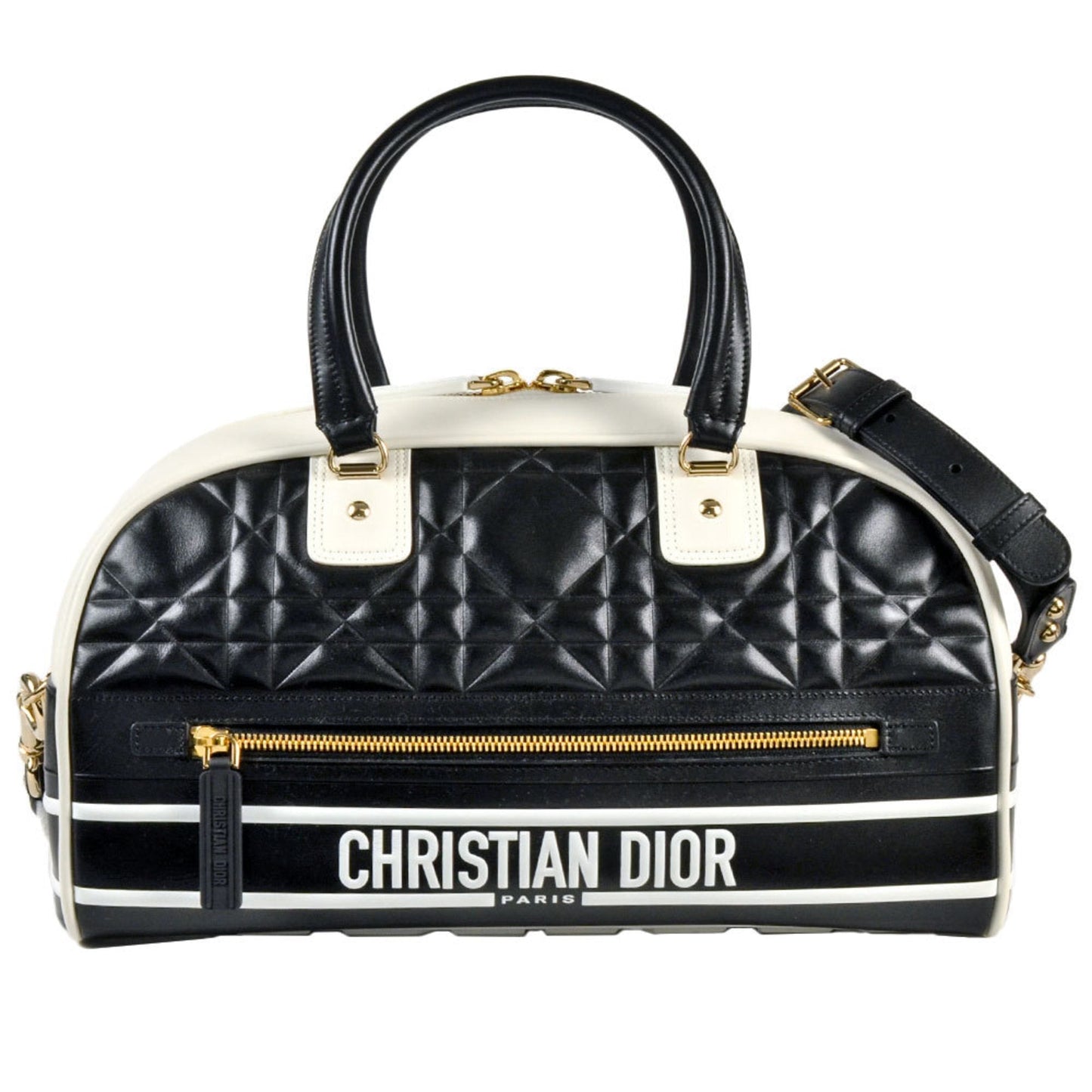 Christian Dior Black White Leather Handbag Style 4