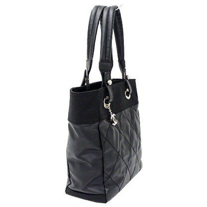 Chanel Bag Paris Biarritz Women's Tote Coated Canvas Black