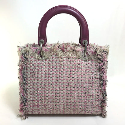 Christian Dior Lady Dior Pink Purple White Tweed Handbag Shoulder Bag
