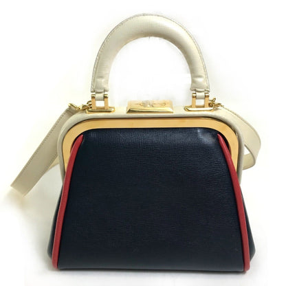 Christian Dior Navy Red Color White Leather Handbag Shoulder Bag