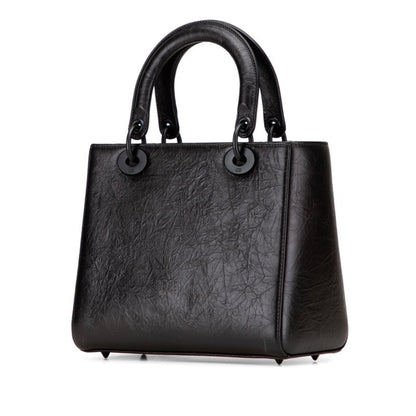Christian Dior Lady Dior Black White Pvc Leather Handbag Shoulder Bag