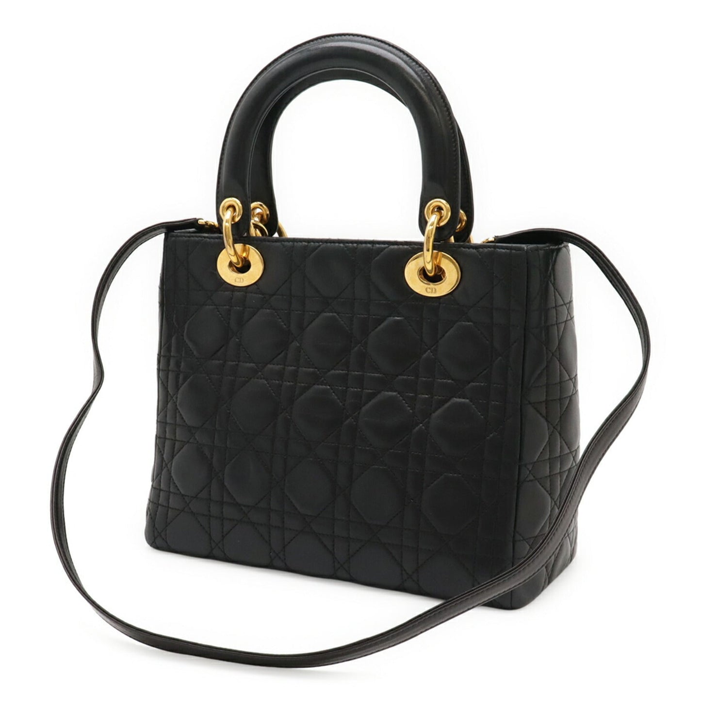 Christian Dior Black Leather Handbag Tote Bag Style 4