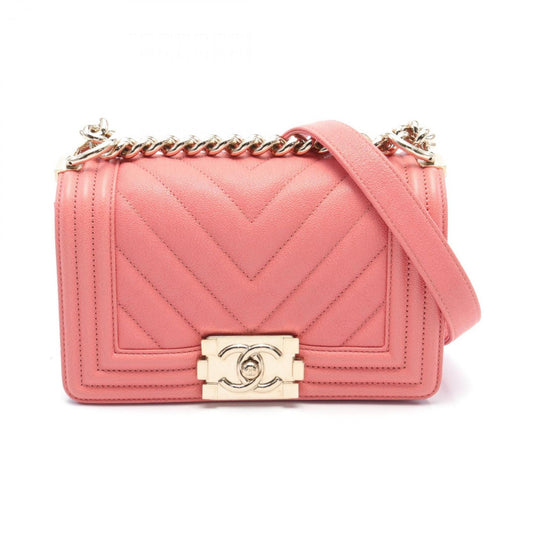 Chanel Boy Chanel V-stitch shoulder bag, caviar skin, women's, pink