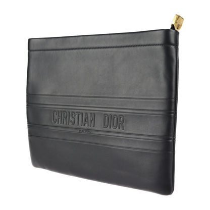 Christian Dior Black Leather Clutch Bag Handbag