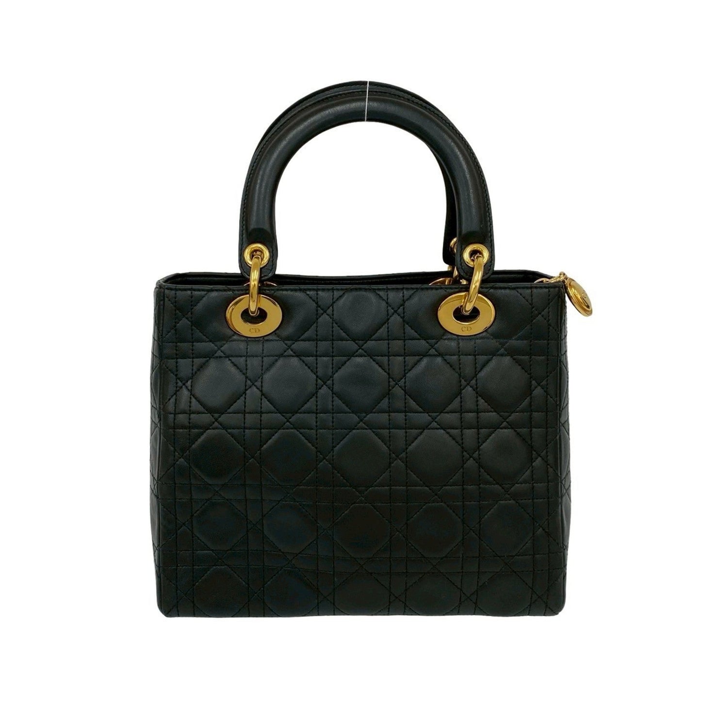 Christian Dior Black Leather Handbag Tote Bag Leather