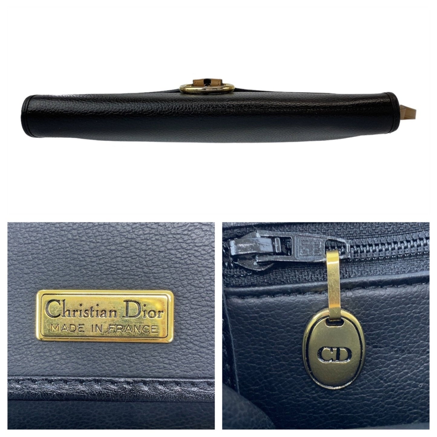 Christian Dior Black Leather Pochette Shoulder Bag Style 2