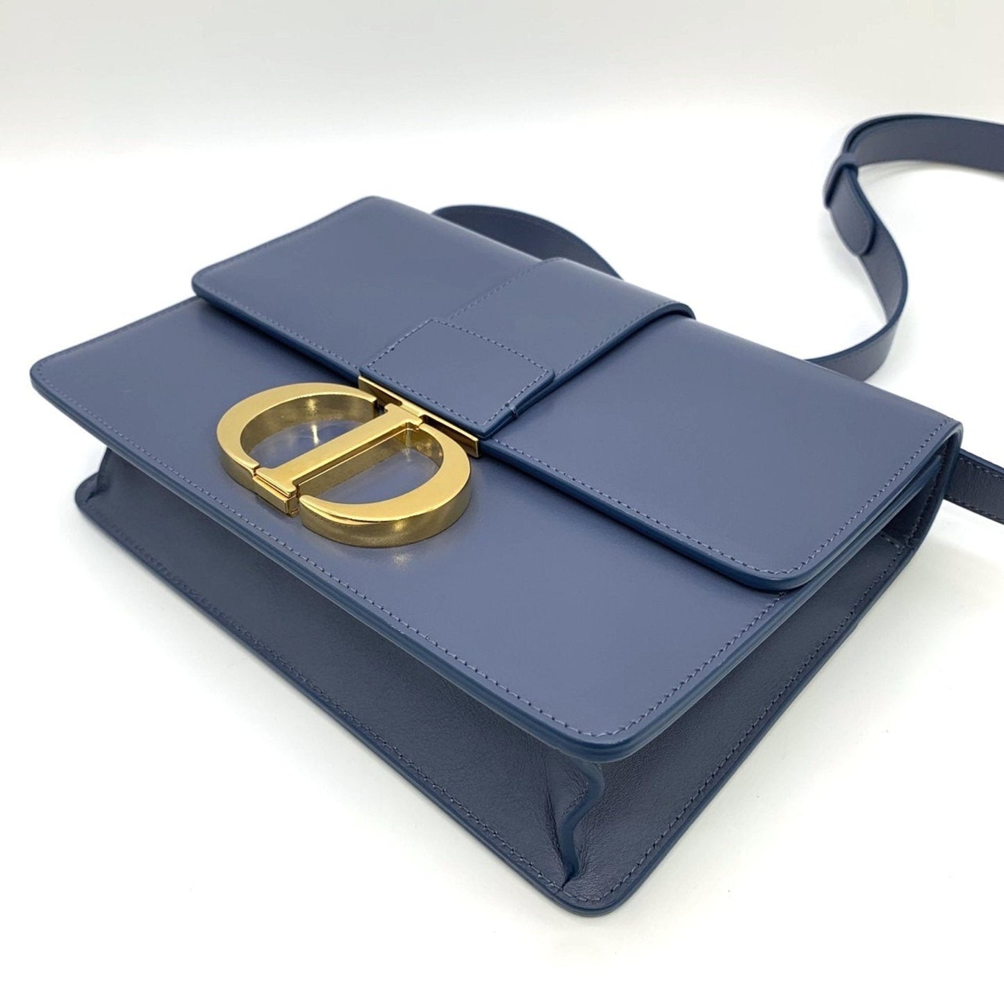 Christian Dior Blue Leather Shoulder Bag Style 10