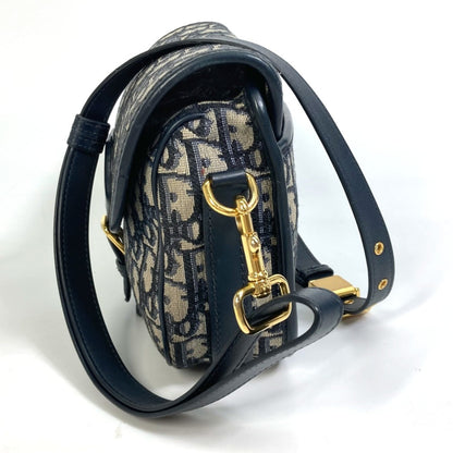 Christian Dior Navy Canvas Leather Pochette Shoulder Bag