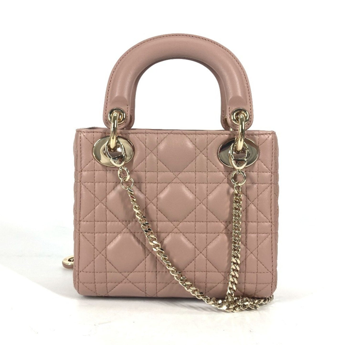 Christian Dior Pink Beige Leather Handbag Shoulder Bag Leather
