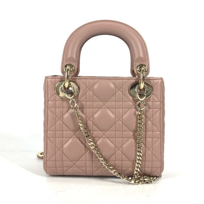 Christian Dior Pink Beige Leather Handbag Shoulder Bag Leather