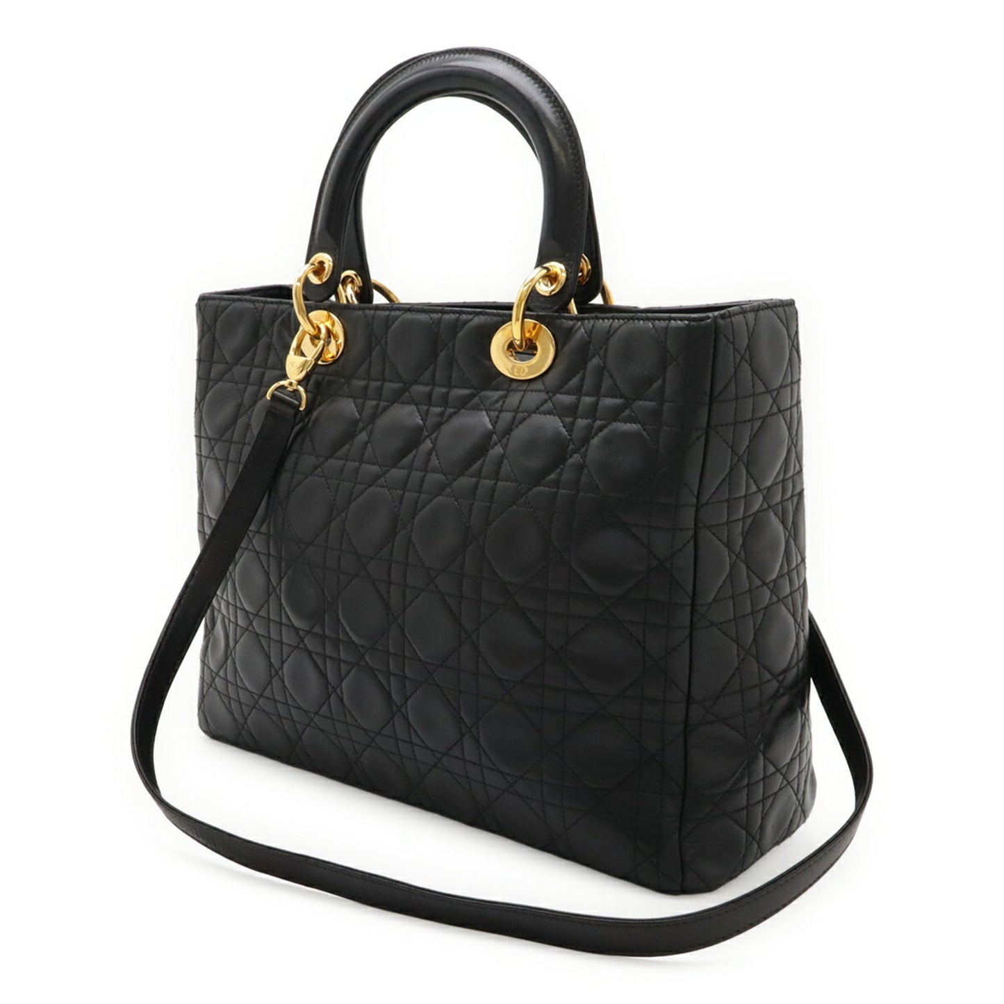 Christian Dior Black Leather Handbag Tote Bag Style 3
