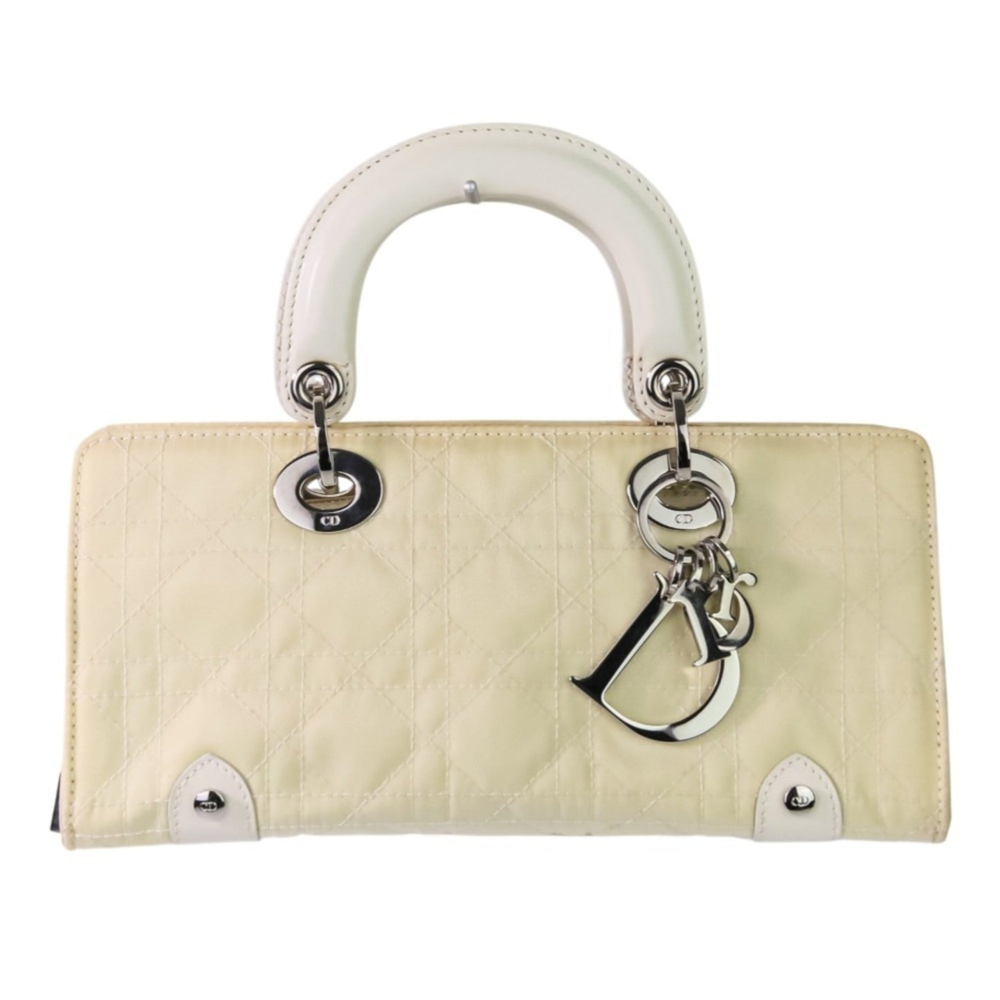 Christian Dior Off-White Nylon Leather Handbag