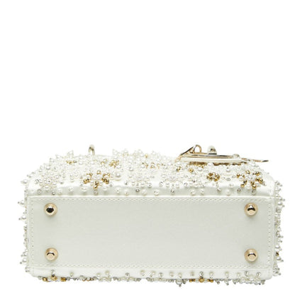 Christian Dior Lady Dior White Silk Handbag Shoulder Bag