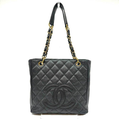 Chanel Bag Caviar Skin Chain Shoulder PST Tote Leather Black